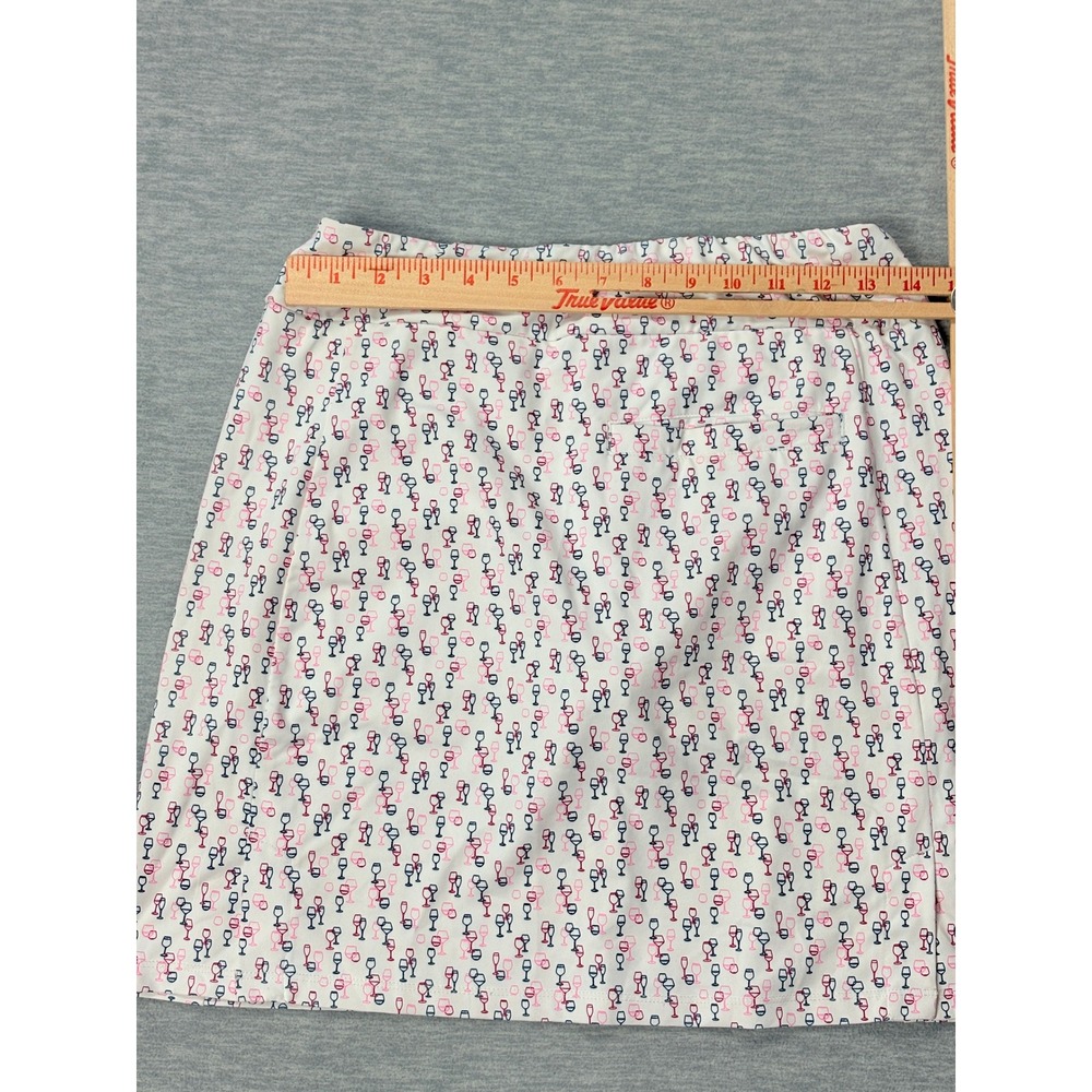 SanSoleil UV 50 Golf Skort Womens XS White Wine Glass Print Athletic Navy Pink - Picture 2 of 13